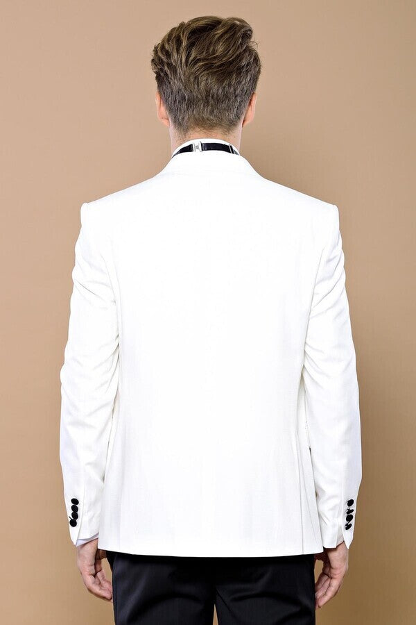 White 3-Piece Tuxedo | Contrast Detailing