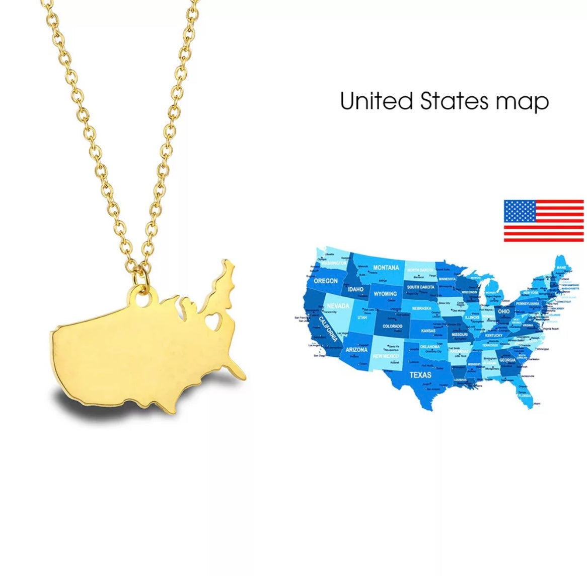 Map of USA Charm. Bronze