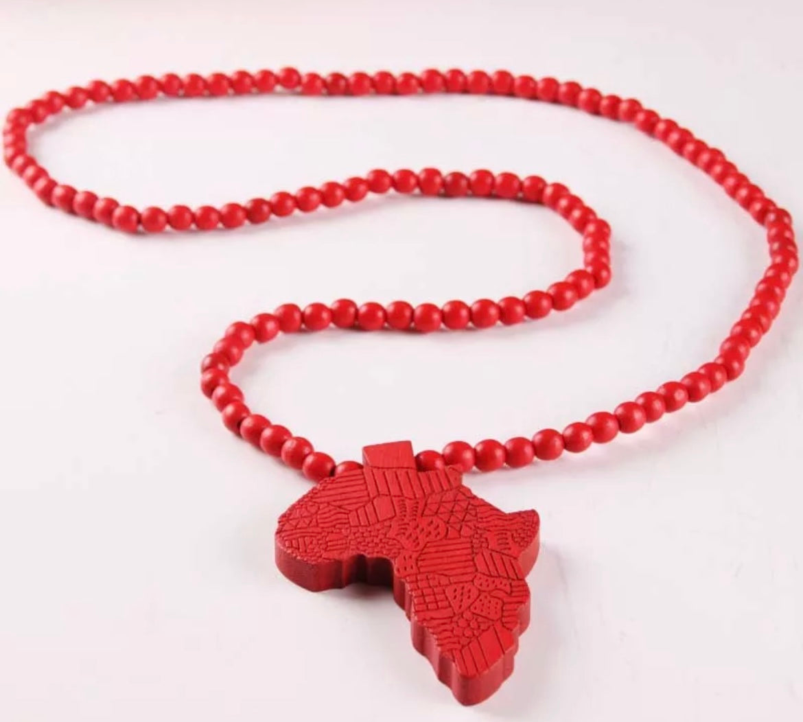 Map of Africa beaded necklace with charm