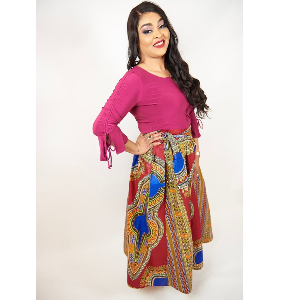 Red Dashiki Skirt