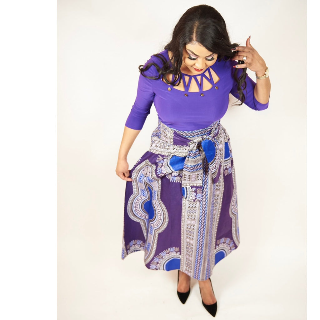 Purple Dashiki Skirt