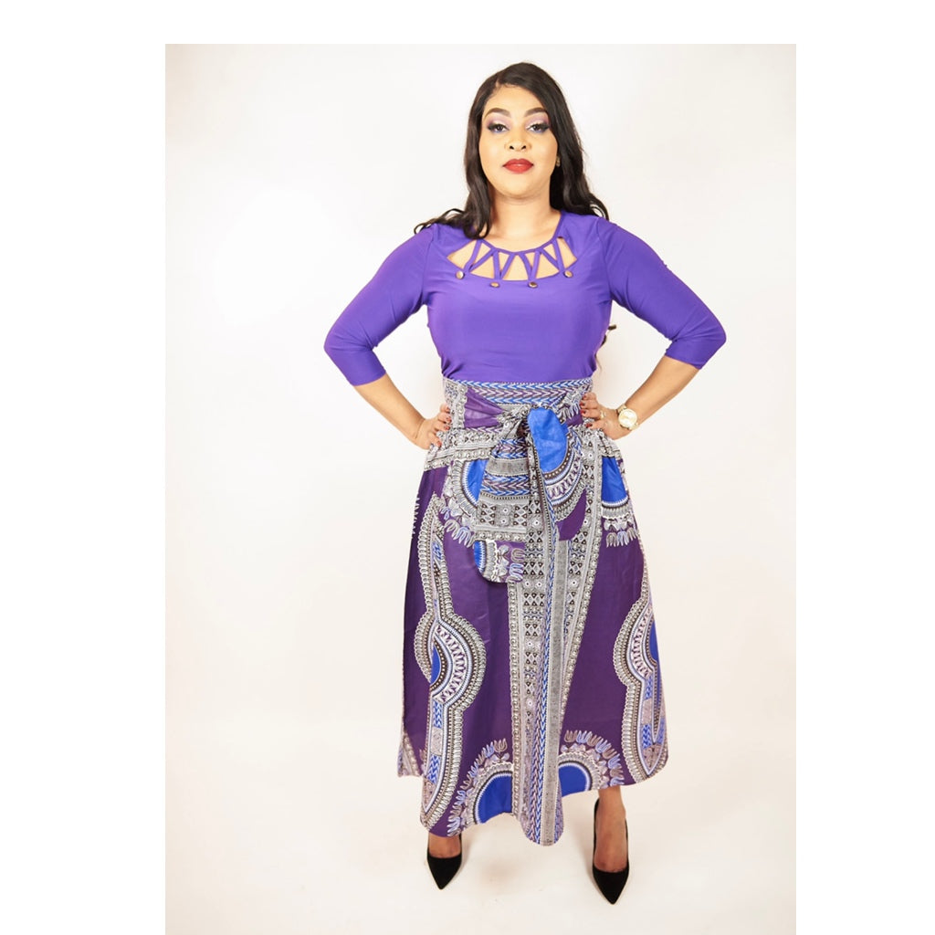 Purple Dashiki Skirt