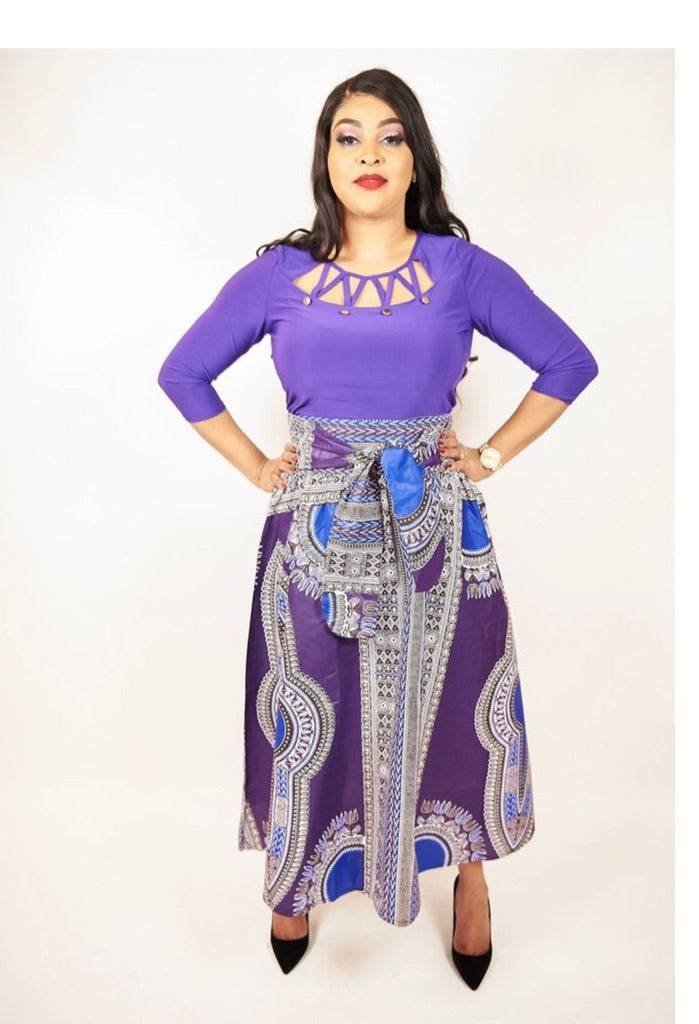 Purple Dashiki Skirt